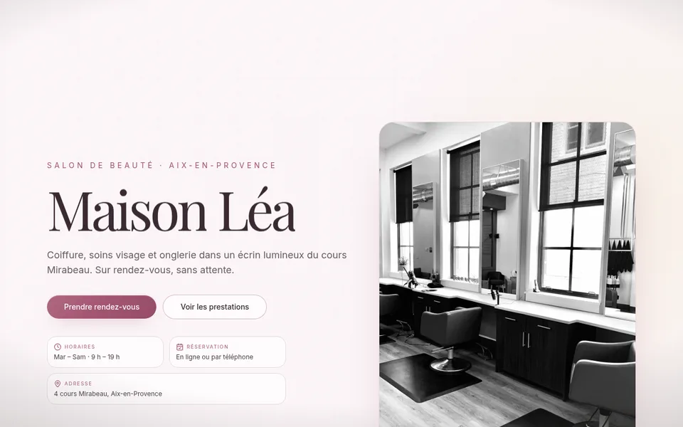 Aperçu du site démo Salon de beauté